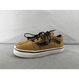 Vans Old Skool Kids Shoes Boys Size 2.5 Tan Black Suede Youth Skateboard Low Top